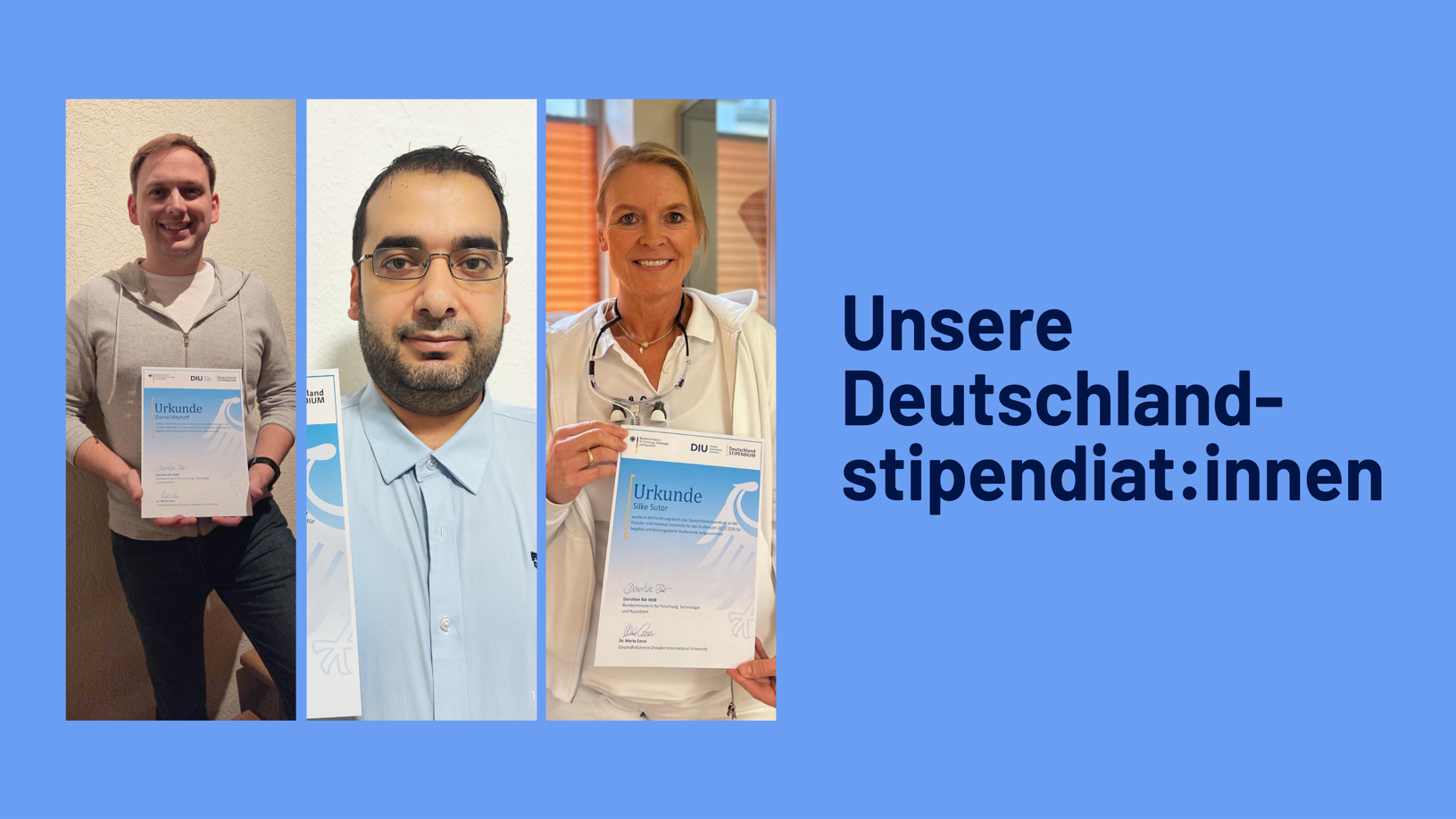 Portraits der drei Deutschlandstipendiaten
